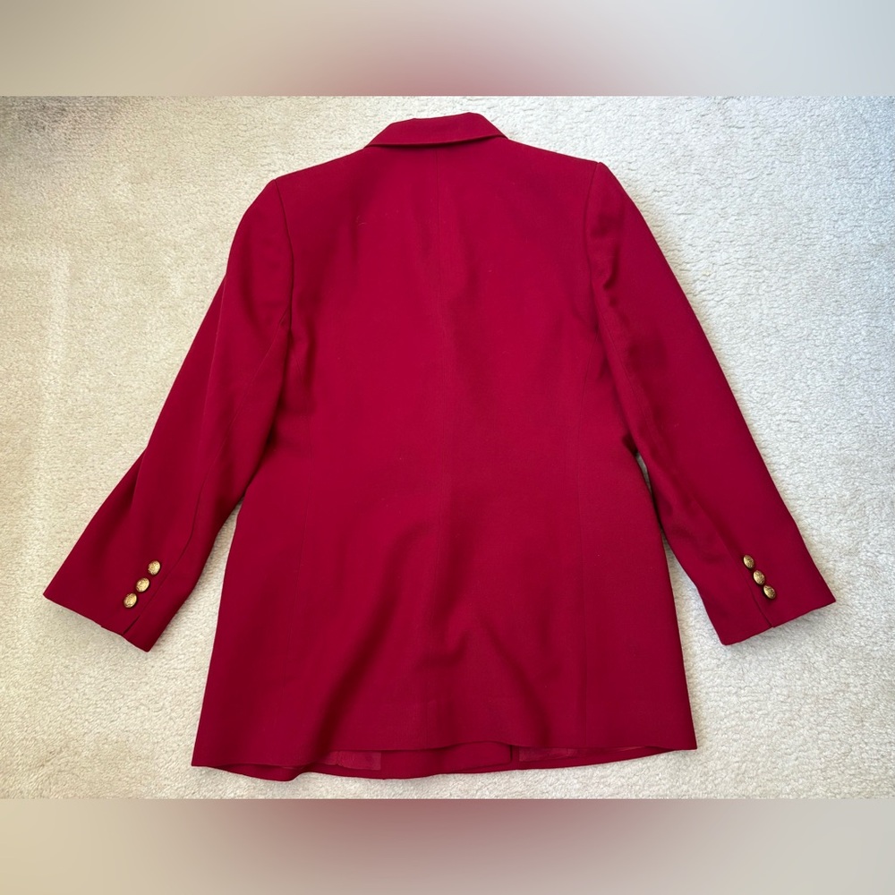 Vintage Talbots red double breasted 100% worsted wool blazer gold buttons, sz 6P - Picture 7 of 8